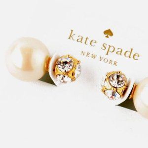 Kate Spade Dainty Sparklers faux pearl stud reversible earrings with rhinestones